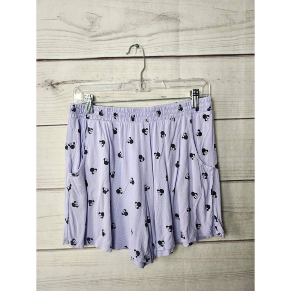 Disney Womens Sleep Shorts Lilac Minnie Mouse Print Elastic Waist Pockets‎ M